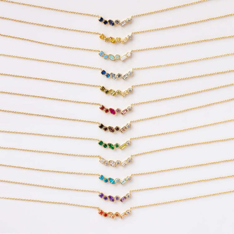 Collier avec pendentif en perles et pierres de naissance multiples Olivenorma plaqué or et cuivre 
