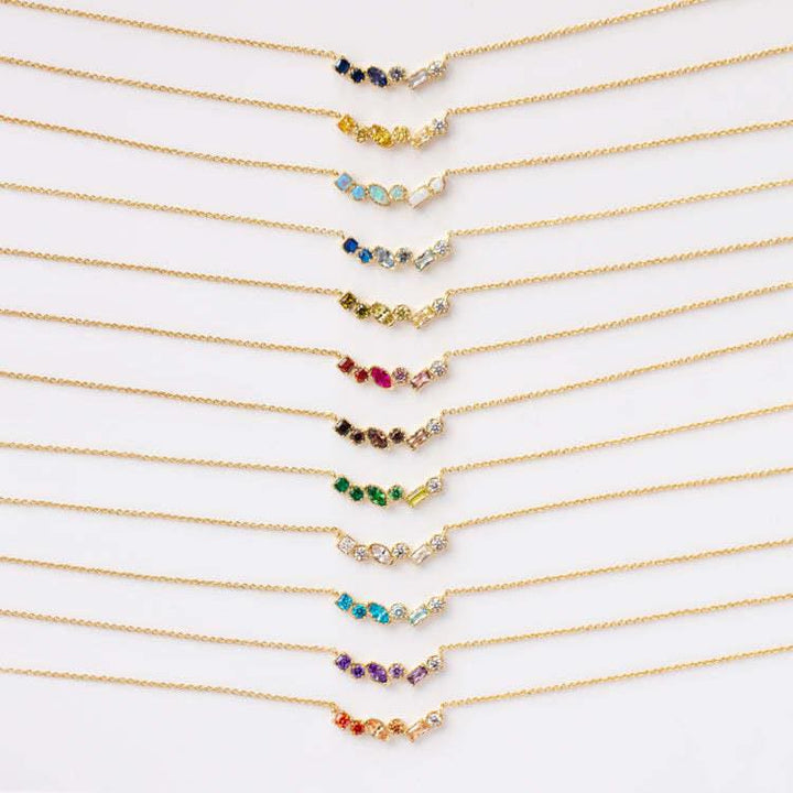 Collier avec pendentif en perles et pierres de naissance multiples Olivenorma plaqué or et cuivre 
