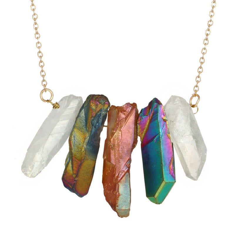 Collier pendentif en cristal naturel brut de couleurs mélangées Olivenorma 