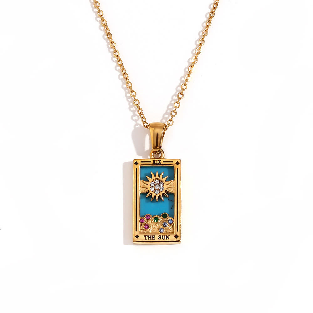 Collier de cartes de tarot en acier inoxydable plaqué or 18 carats Olivenorma 