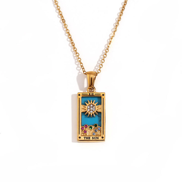 Collier de cartes de tarot en acier inoxydable plaqué or 18 carats Olivenorma 
