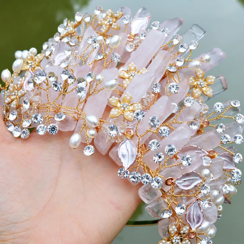 Cristal naturel de luxe Olivenorma avec couronne en cristal de perle