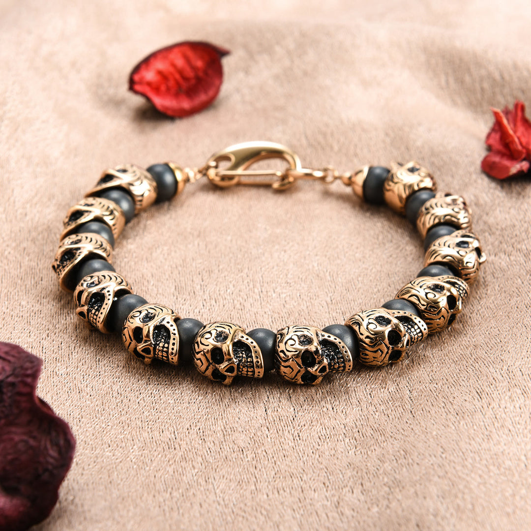 Bracelet Olivenorma en acier inoxydable fait main avec œil de tigre naturel