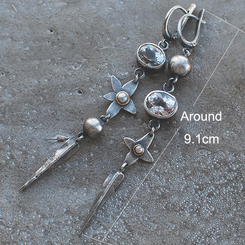 Boucles d'oreilles pendantes géométriques longues en strass Olivenorma - image 4