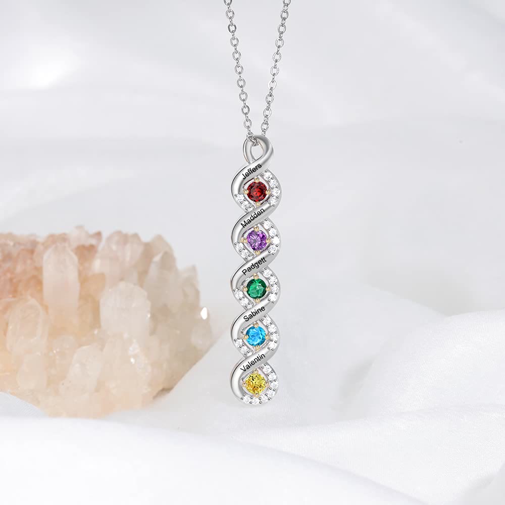 Collier avec pierre de naissance gravée pour femme Olivenorma