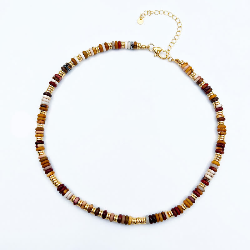 Collier de clavicule en perles d'agate naturelle Sunset Frisbee d' Olivenorma