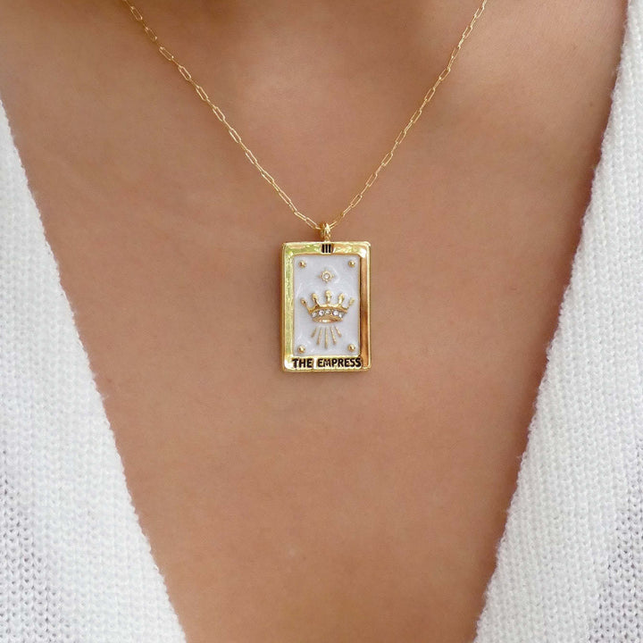 Collier pendentif carré en acier titane avec carte de tarot vintage Olivenorma 
