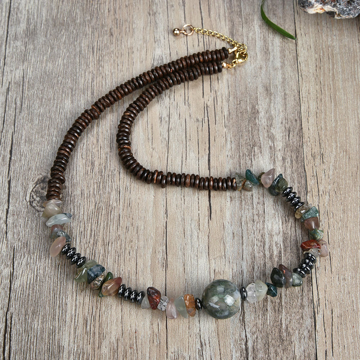 Collier avec pendentif en boule de perles en pierre naturelle Olivenorma