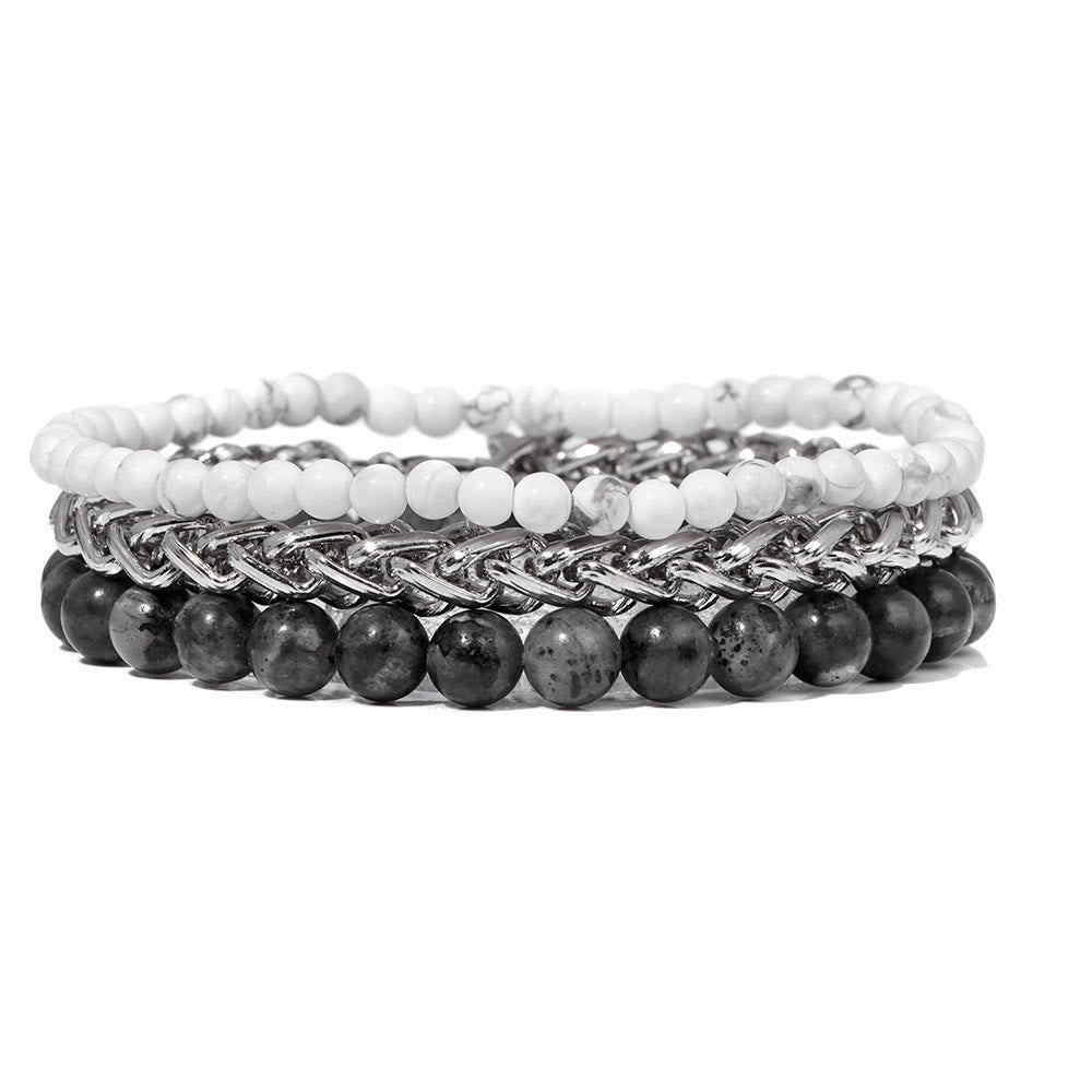 Ensemble de bracelets rétro en pierre rose Olivenorma « Paix et calme »