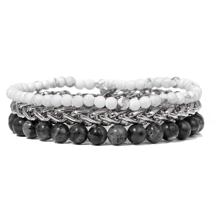 Ensemble de bracelets rétro en pierre rose Olivenorma « Paix et calme »