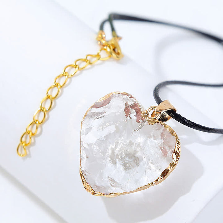 Collier créatif en cristal de fluorite en forme de cœur