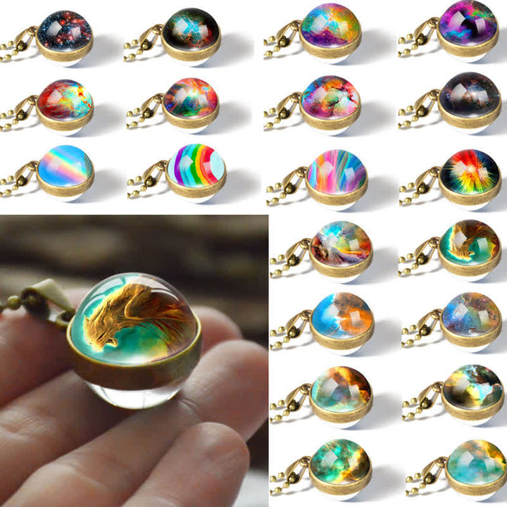 Collier coloré en boule de verre tridimensionnelle