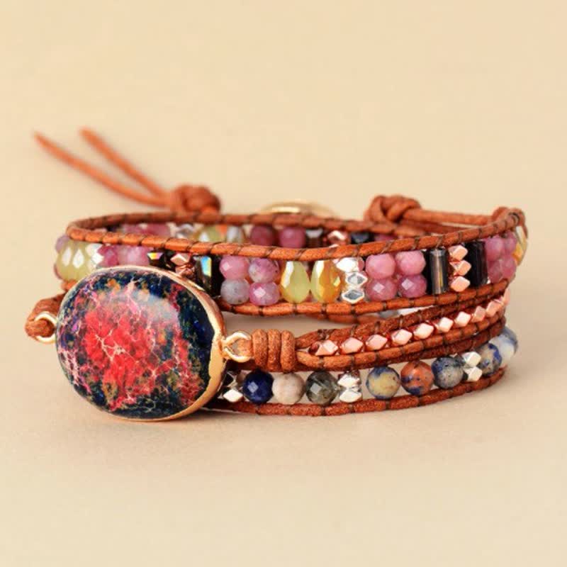 Bracelet enroulé en pierre naturelle d'agalmatolite rose empereur Olivenorma 