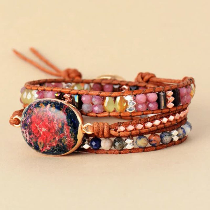 Bracelet enroulé en pierre naturelle d'agalmatolite rose empereur Olivenorma 