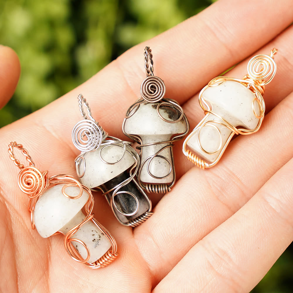 Collier en pierre de guérison naturelle Olivenorma aux champignons