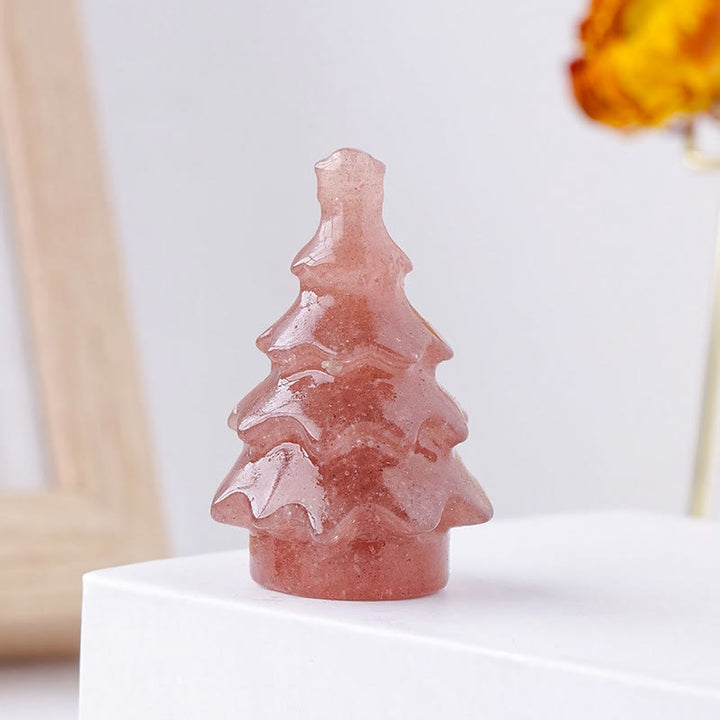Olivenorma 1 pièce de décoration en pierre précieuse sculptée en pin de Noël en cristal naturel 