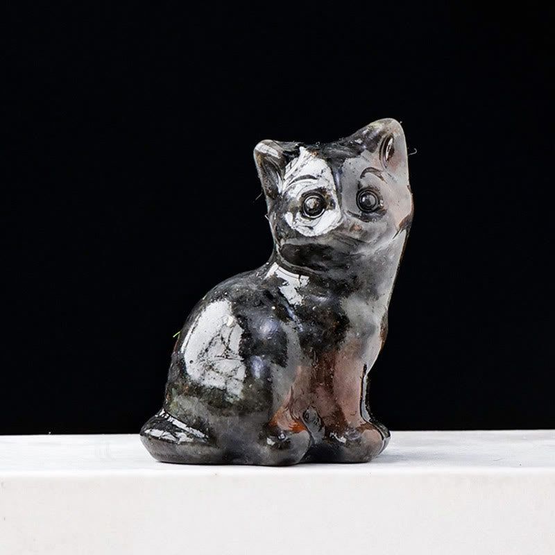 Décoration en pierre précieuse sculptée en forme de chat porte-bonheur en cristal naturel Olivenorma - Yooperlite - image 22