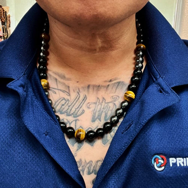 Collier de perles en hématite et obsidienne en cristal de guérison Olivenorma