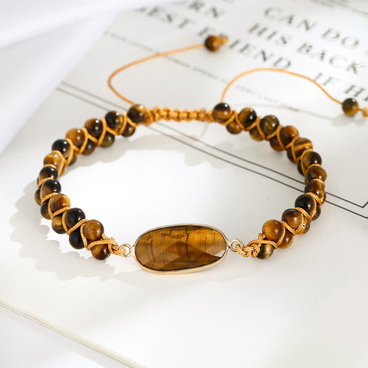 Bracelet tressé en perles d'œil de tigre Olivenorma 