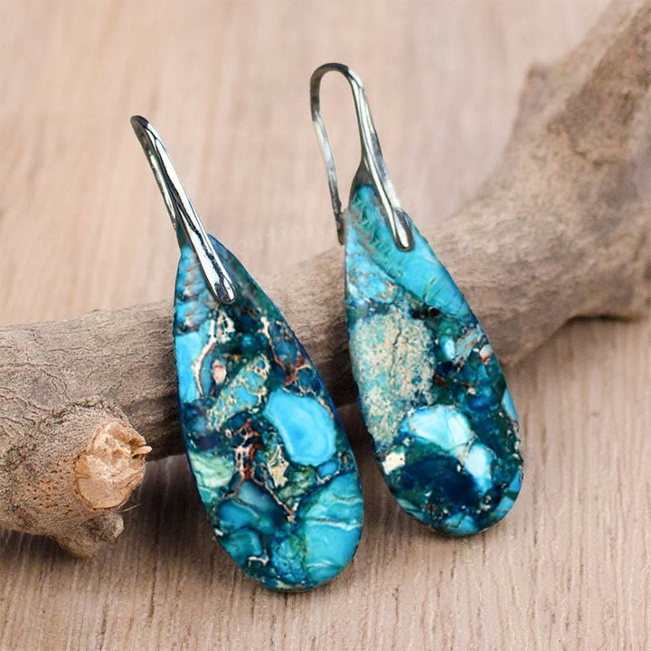 Boucles d'oreilles Olivenorma en forme de goutte avec pierre empereur
