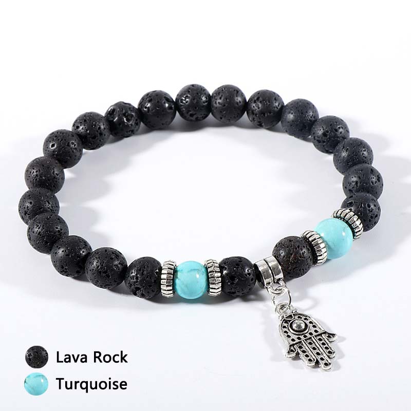 Bracelet en pierre de lave et œil de tigre malachite