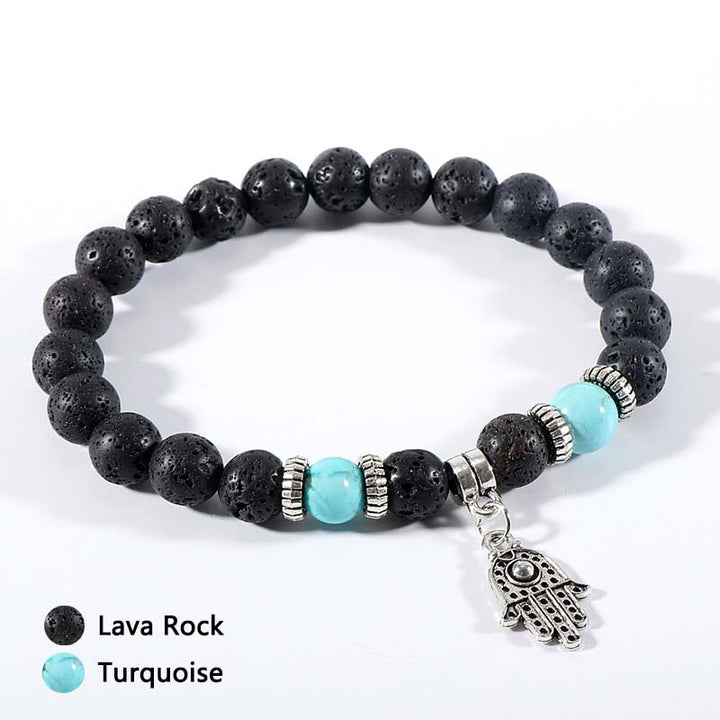 Bracelet en pierre de lave et œil de tigre malachite