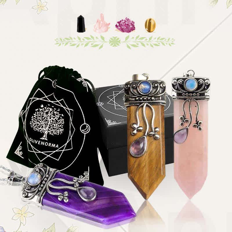 Collier en pierre naturelle de protection de la déesse Olivenorma 