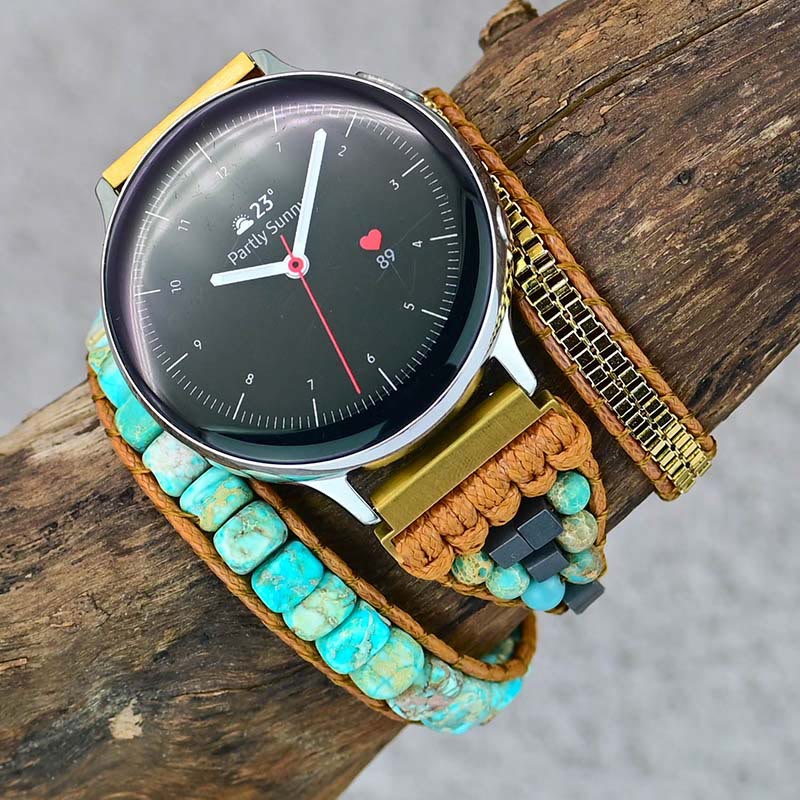 Bracelet Samsung enveloppant en tourmaline noire avec pierre empereur Olivenorma