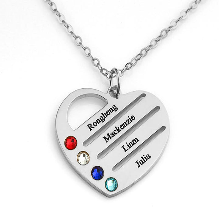Collier avec pendentif en forme de cœur et pierre de naissance en diamant découpé Olivenorma