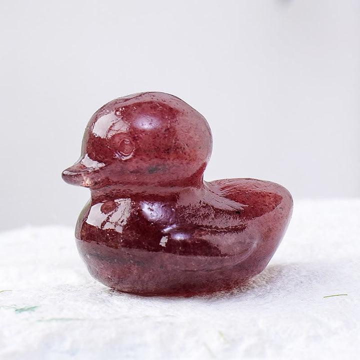 Décoration en pierre précieuse sculptée en forme de canard en cristal de quartz Olivenorma de 1,2 pouce