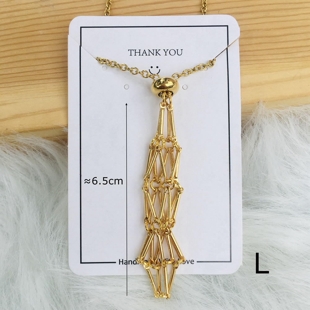 Collier avec pendentif en pierre brute et maille métallique en cristal Olivenorma 