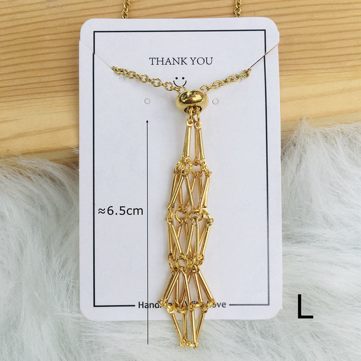 Collier avec pendentif en pierre brute et maille métallique en cristal Olivenorma 