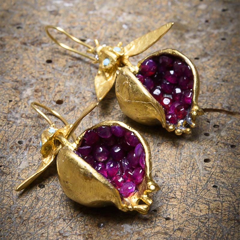 Boucles d'oreilles tendance Olivenorma en forme de graine de grenade porte-bonheur