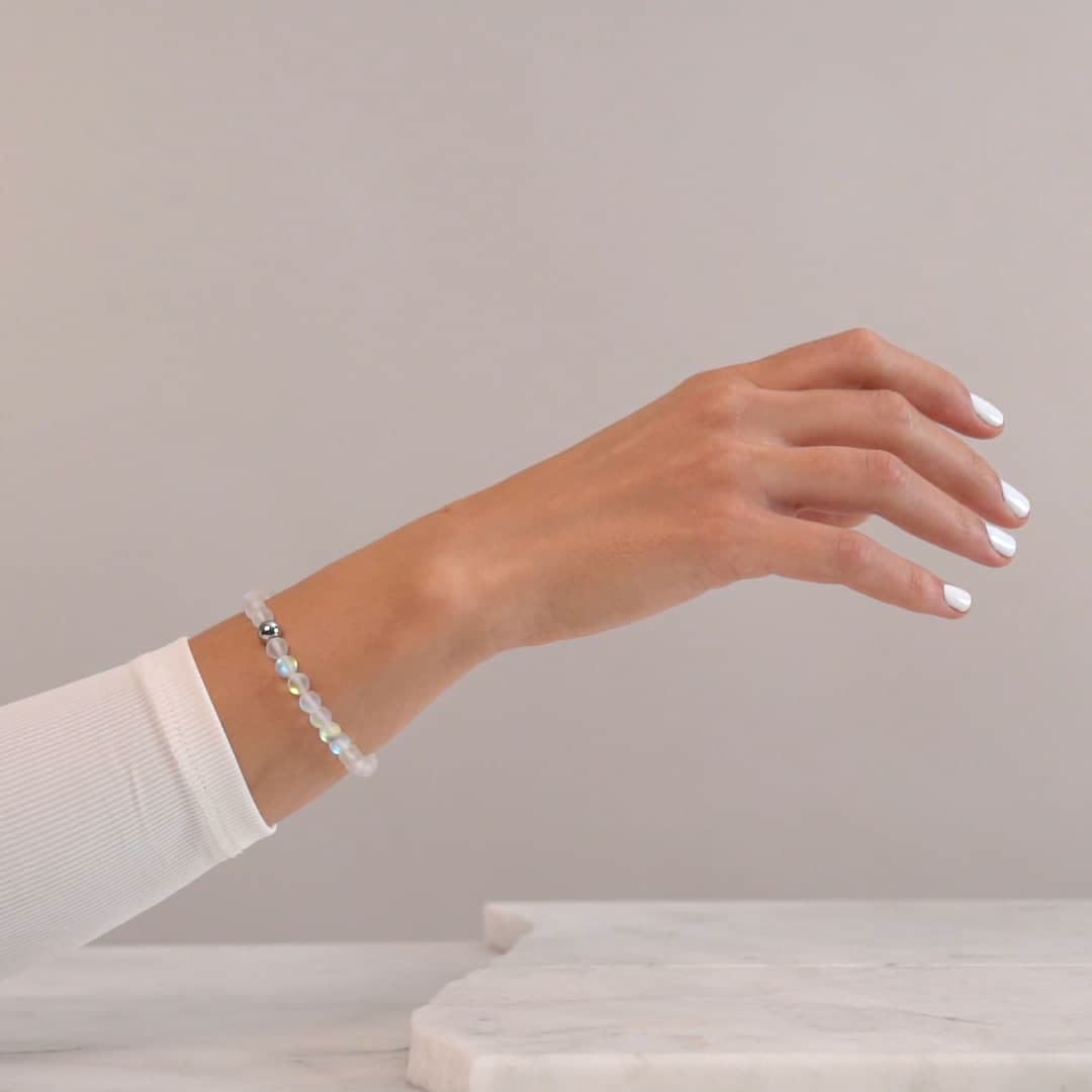 Bracelet en perles de verre cristal violet Olivenorma