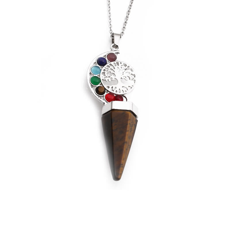 Collier avec pendentif arbre de vie en cristal hexagonal Olivenorma