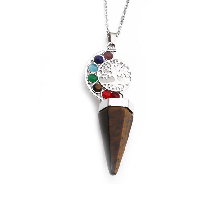 Collier avec pendentif arbre de vie en cristal hexagonal Olivenorma