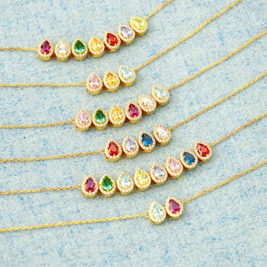Collier de pierres de naissance en forme de larme Olivenorma Tears Of Joy 1-8