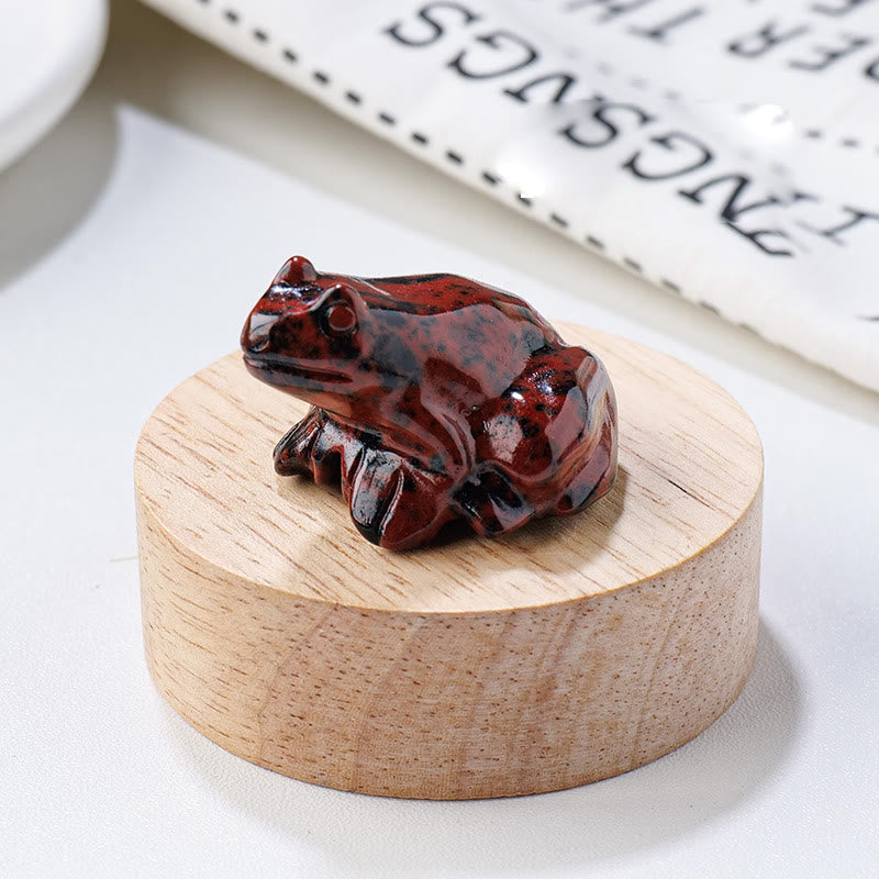 Olivenorma Serene Spirit Grenouille Pierre précieuse Décoration - Obsidienne rouge - Avec carte - image 17