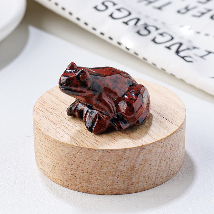 Olivenorma Serene Spirit Grenouille Pierre précieuse Décoration - Obsidienne rouge - Avec carte - image 17