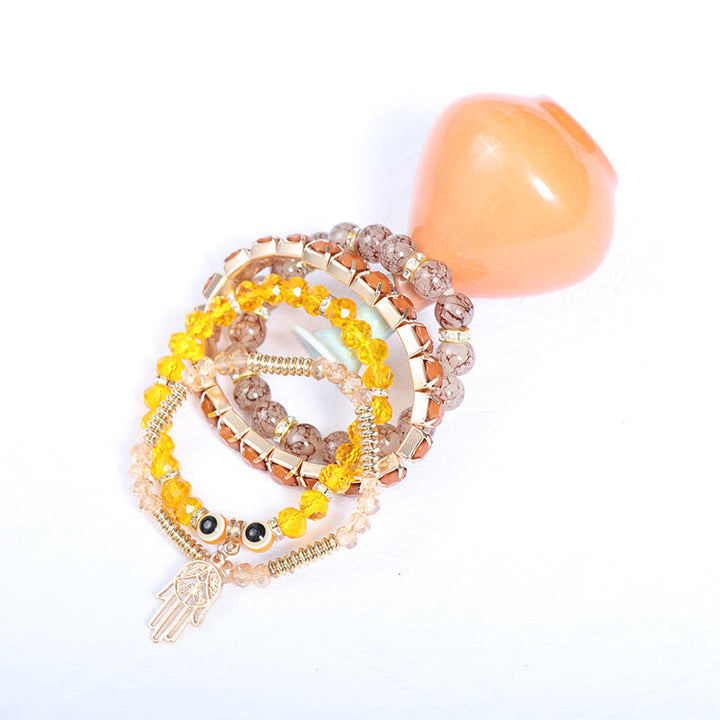 Ensemble de bracelets à quatre rangs de perles Evil Eye Hamsa Olivenorma 