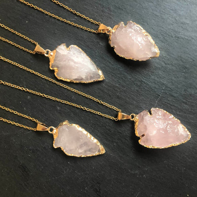 Collier en pointe de flèche en cornaline et cristal naturel Olivenorma - Quartz rose - image 3