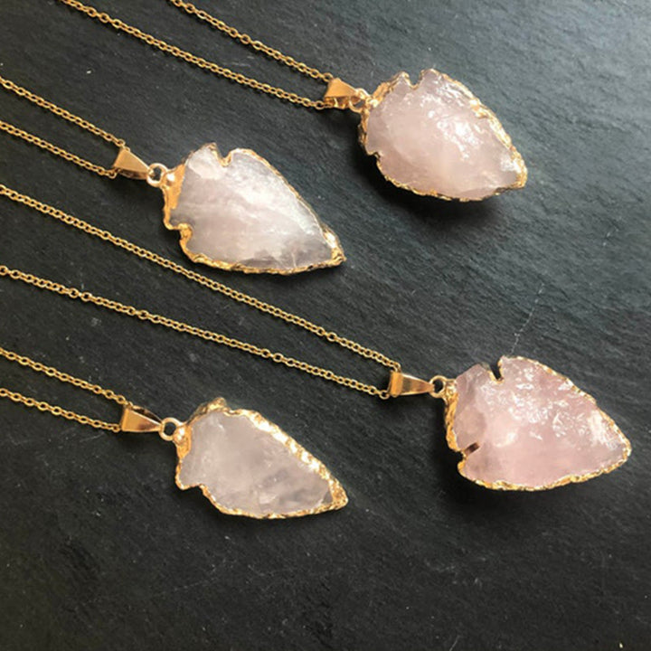 Collier en pointe de flèche en cornaline et cristal naturel Olivenorma - Quartz rose - image 3