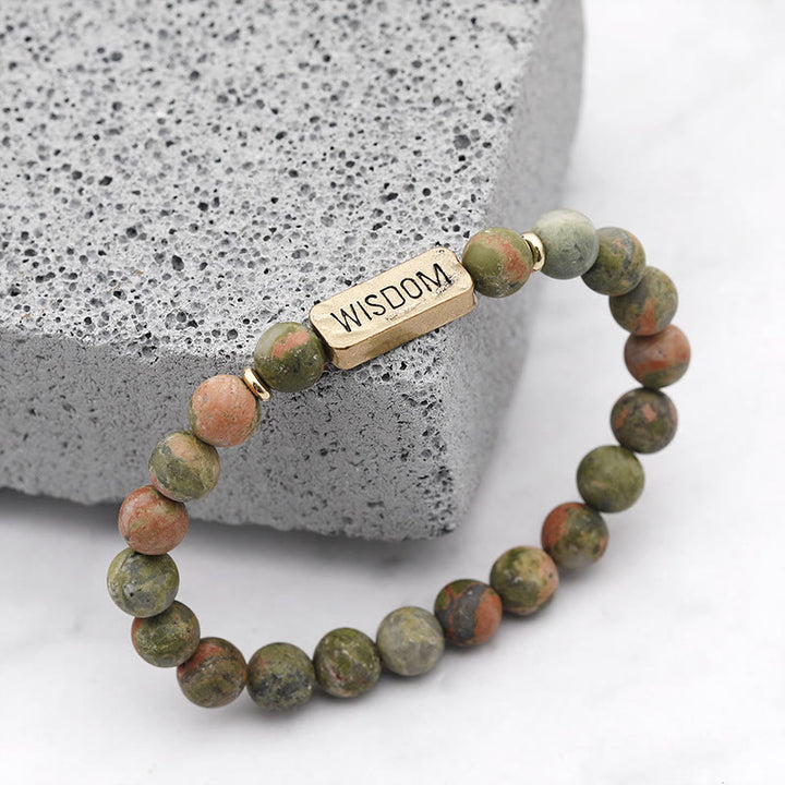 Bracelet gravé avec pierres précieuses naturelles Olivenorma