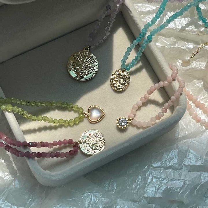 Collier avec pendentif en métal et cristal naturel Olivenorma