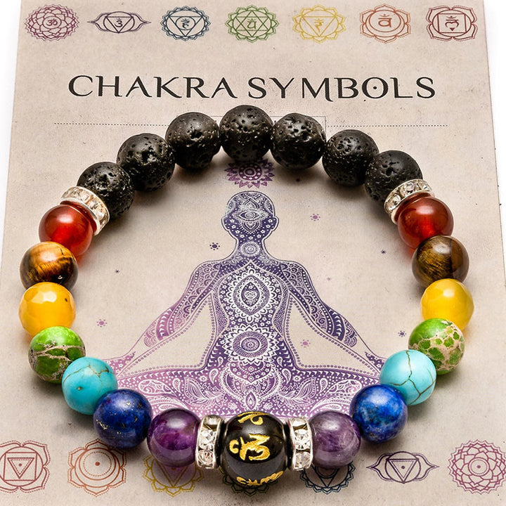 Bracelet de guérison des chakras en cristal naturel pour le soulagement de l'anxiété Olivenorma 