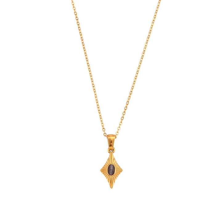 Collier pendentif en acier inoxydable avec œil de chat Olivenorma