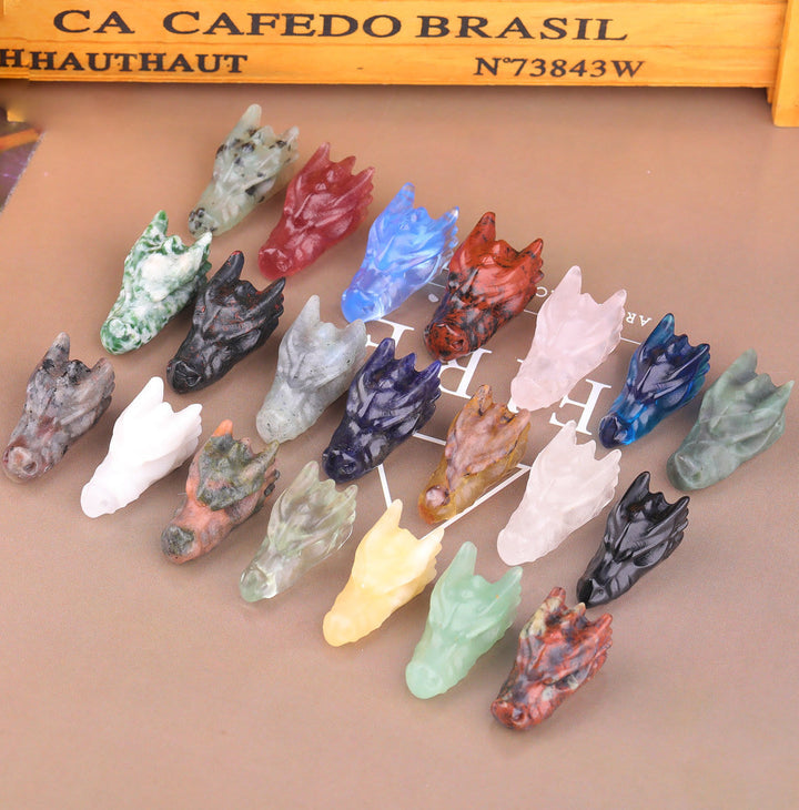 Statue de crâne de dragon en cristal Olivenorma de 1,5 pouce, décoration en pierres précieuses 