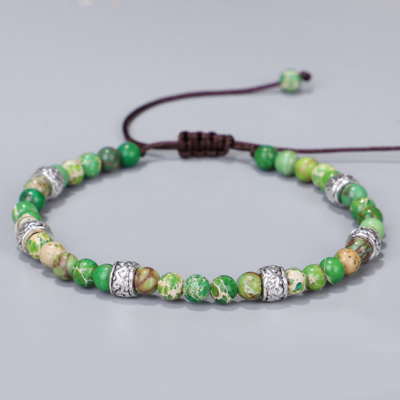 Bracelet tressé en perles de pierre impériale multicolore naturelle Olivenorma 
