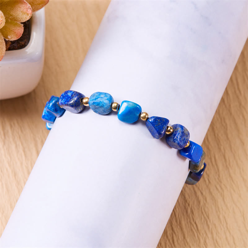 Bracelet tissé à la main en perles de pierre irrégulières naturelles Olivenorma 