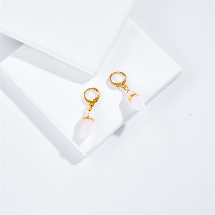 Boucles d'oreilles de guérison en opale rose naturelle